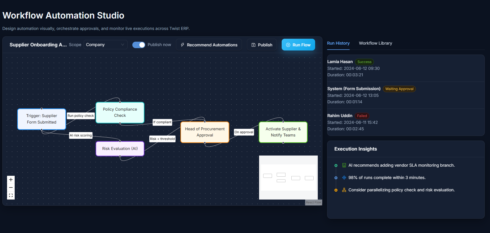 Twist ERP workflow automation studio